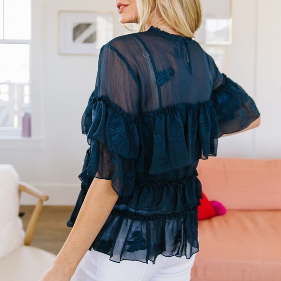 Strategic Ruffles Sheer Tiered Blouse - Picture 6 of 8
